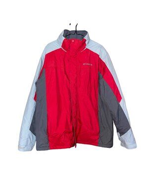 Columbia Mens Red & Gray Jacket With Light Gray Accents Size L Zip Closure